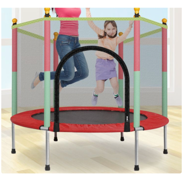 Outdoor Trampoline designed to provide safe fun and exercise with secure enclosure and shock absorbing springs