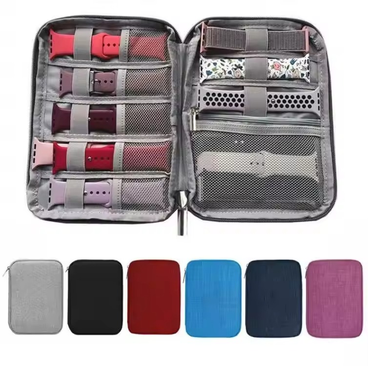 Laudtec Nylon Zipper Watch Strap Holder Bags Storage Case Custom Logo Portable Travel Simple Business Watch Bands YXJ40 Wholesale OEM/ODM/Private