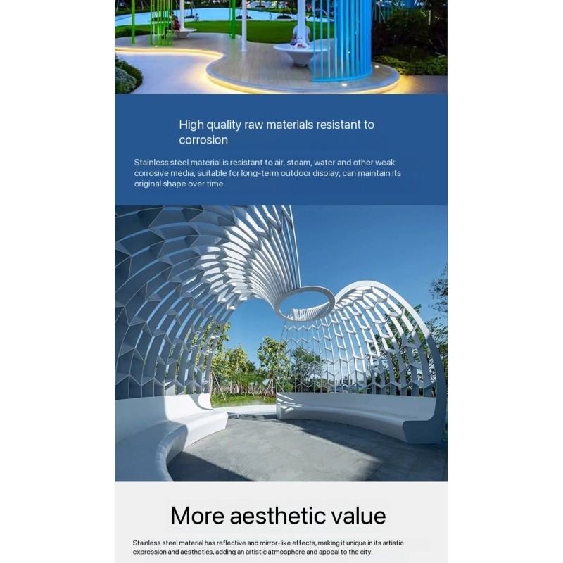 Glowing Stainless Steel Tree - Corridor Frame with Canopy for Architectural Landscape Projects