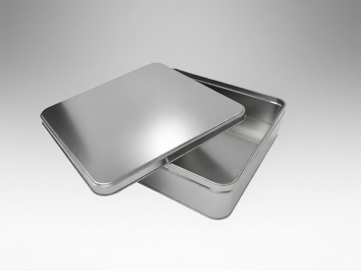 Customized Design Square Silver Metal Tin Box No Printing - Premium Gift Storage Package Snack Cookie Cake Biscuit Chocolate