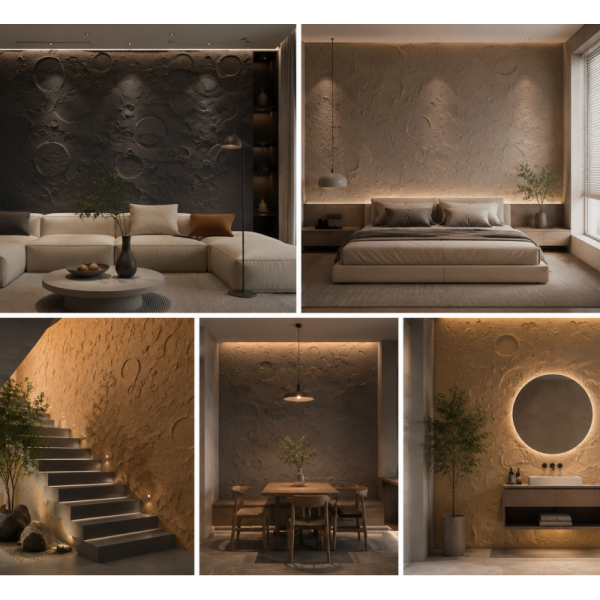 Lightweight 3D Artificial Moonscape Faux Stone PU Wall Panel Lunar Surface For Backgrounds