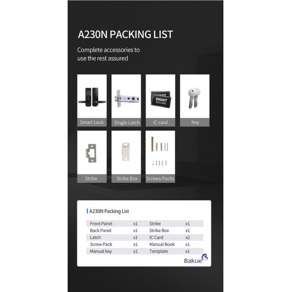 Firerated 60min Bluetooth Connectivity Bluetooth Door Lock Powered by 4pcs AA Alkaline Battery Access Control System for Smart Buildings