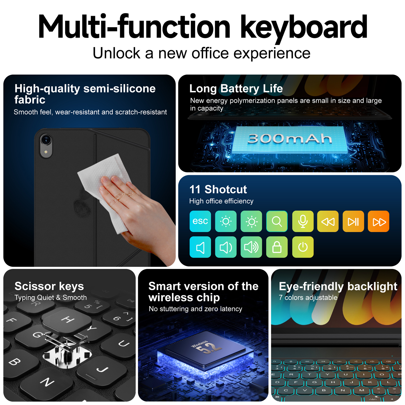 Laudtec Smart Layout Magnetic Keyboard Case for iPad Mini 6 7 Customize OEM ODM Wireless Scissor Keyboard for iPad Black