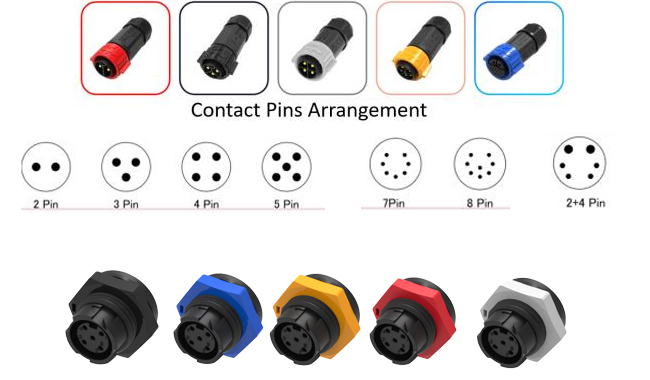 3Pin Waterproof Panel Mount Connector M16 Push Locking Power Connector