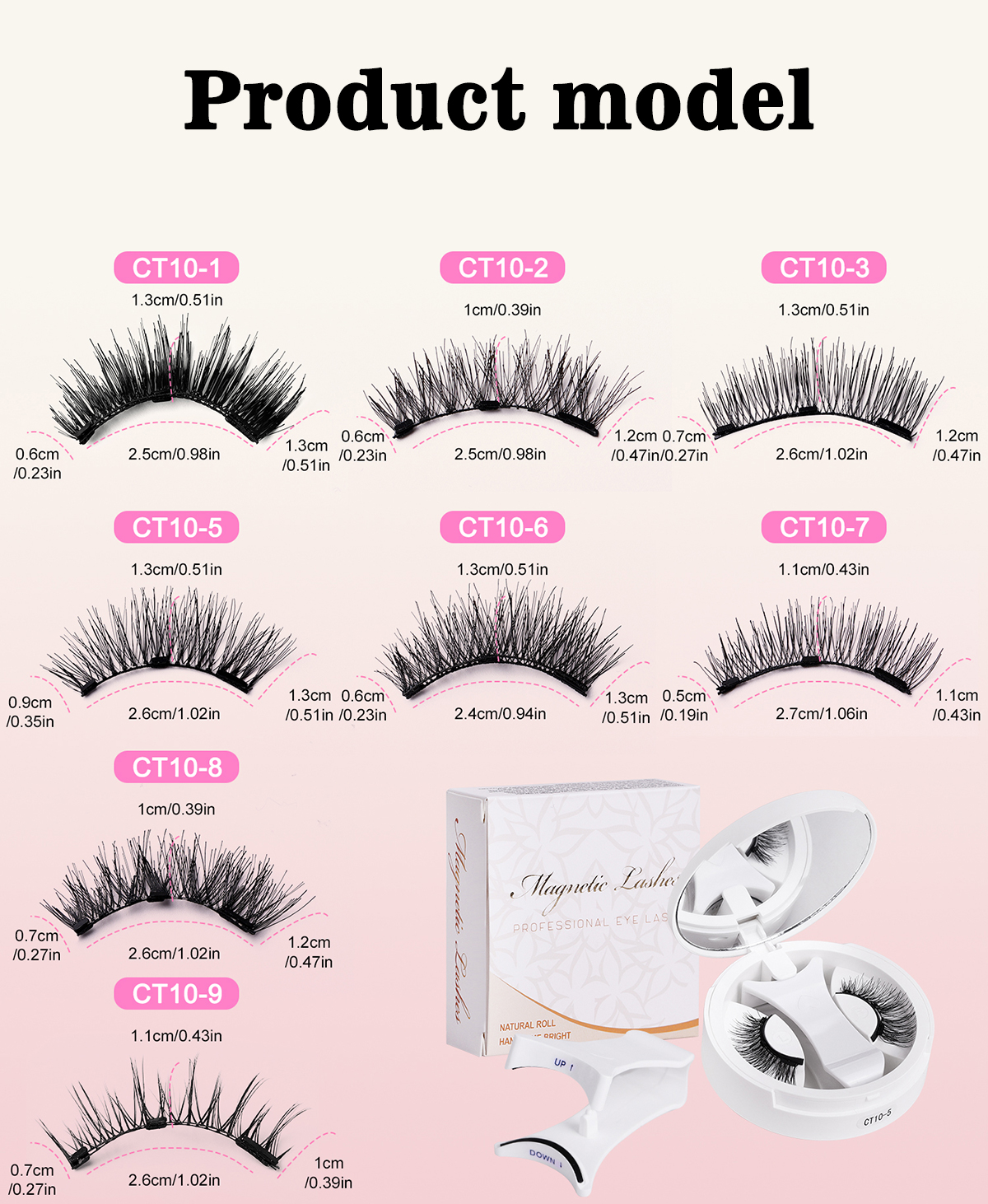 Custom Magnetic Lashes Case Circle Easy Wearing Portable 3D Natural Dense With Applicator
