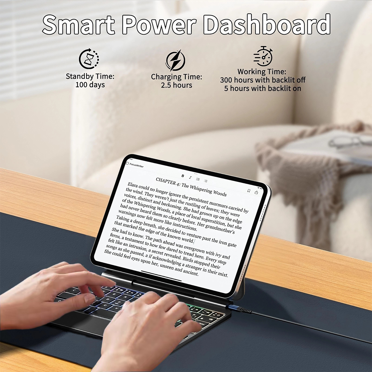 Magnetic Keyboard for iPad Mini6 / Mini7, Scissor‑Switch Keys With IPadOS Shortcut Keys, 7‑Color Backlight 3‑Level Brightness Adjustment, Built‑in