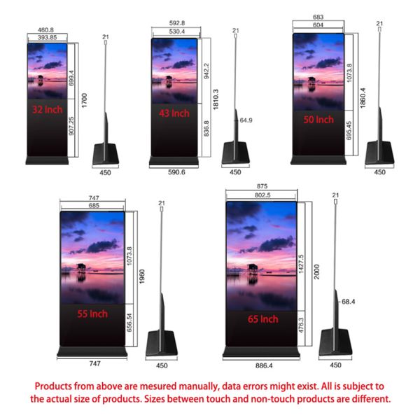 55 Inch 4K Floor Standing Digital Signage Touch Screen Interactive Advertising Display for Mall