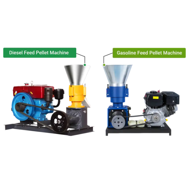 Feed Pellet Machine in operation showing pellet production