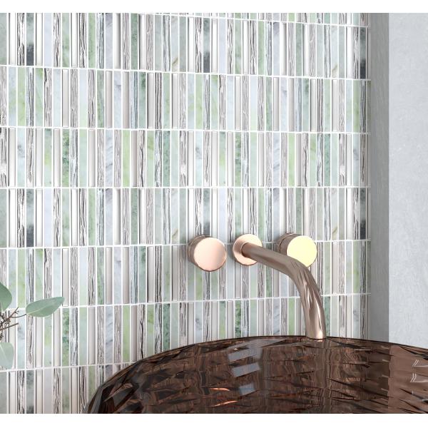 Green Stylish 282x294mm Interior Wall Natural Stone Mosaics For Bedroom and Swimming Pool