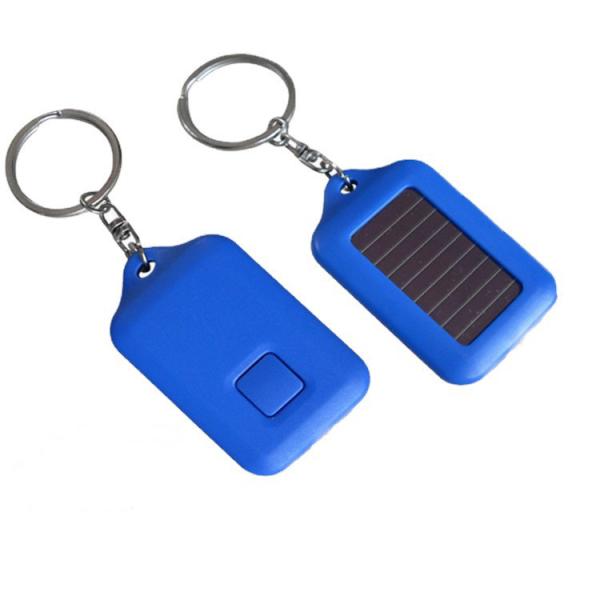 Eco Friendly Solar Panel Keychain With White LED Light And Split Ring