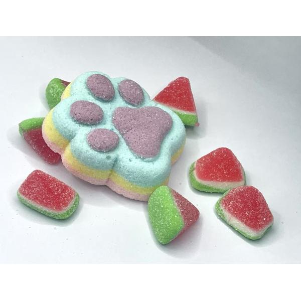 Sweetie Paws & Tiny Melon Giggles – Adorable Cat Footprint & Mini Watermelon Chewy Candy Mix