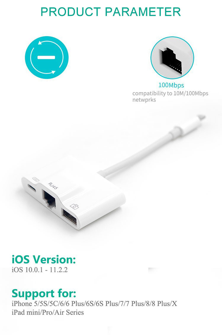 LAN Ethernet Lightning Adapter Cable