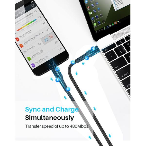 3A PD18W Type C To Lightning Cable Nylon Braded For Apple IPhone IPad MacBook