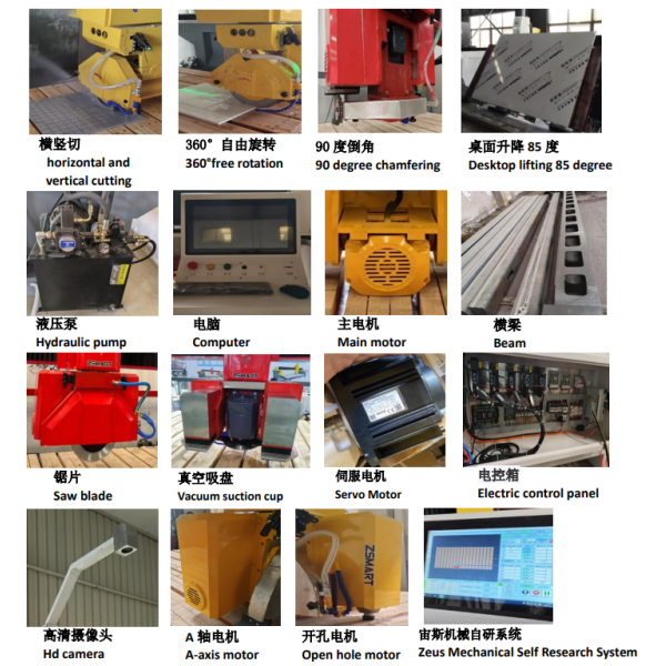 5 Axis Bridge Cutting Machine with HD Camera & Suction Cup for Granite High-Accuracy Italian Motor 5+3 Axis CNC