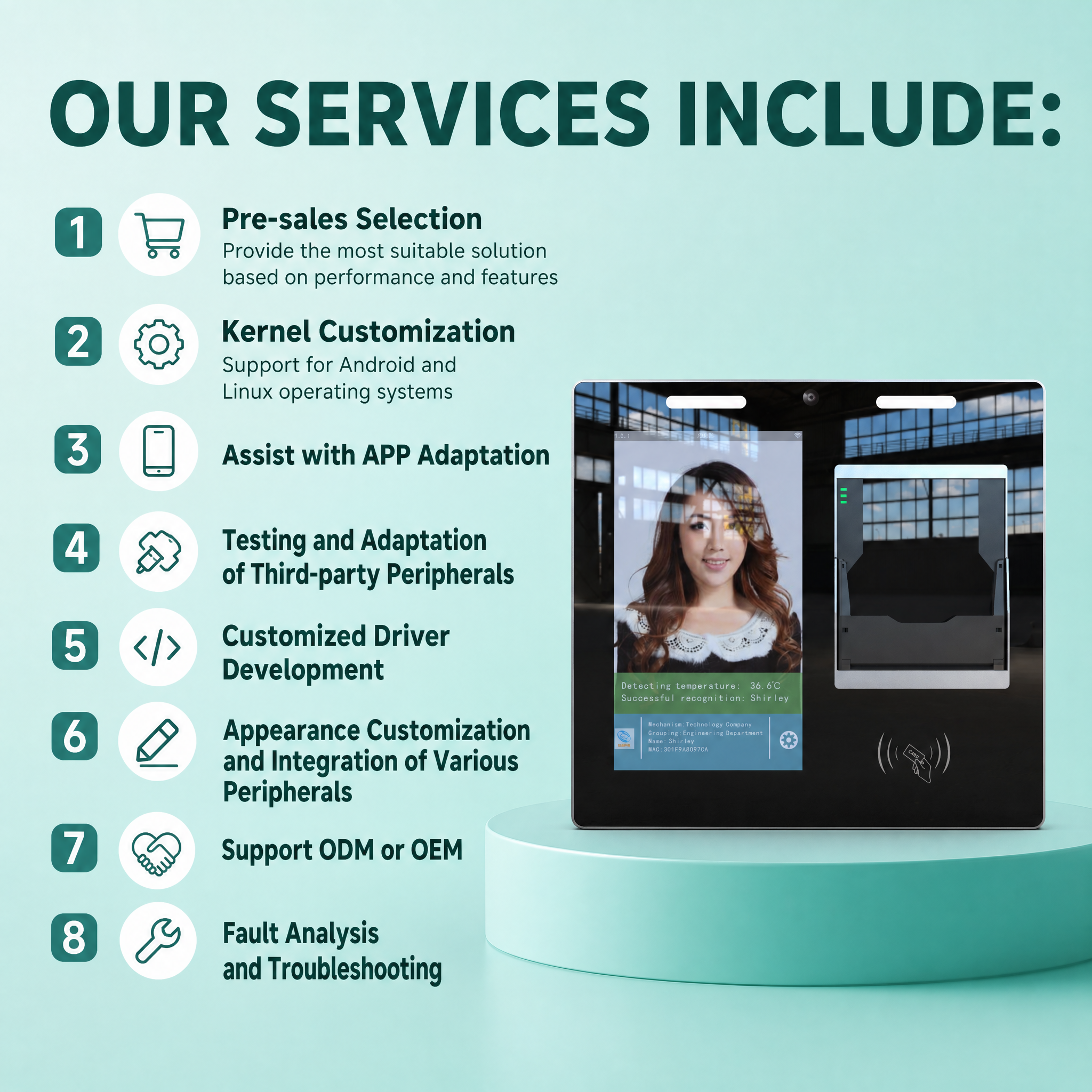 13.3" Wall Mount Passport Recognition Identity Verification Android Kiosk