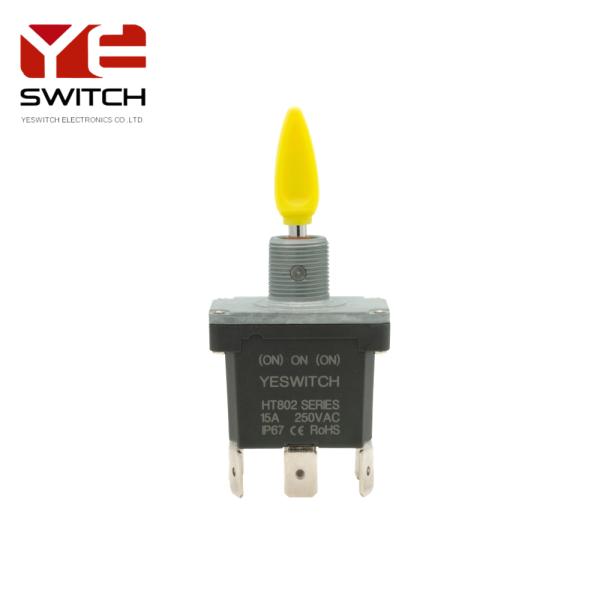Yellow Booted Handle Industrial Toggle Switch With IP68 Rating For Construction Machinery