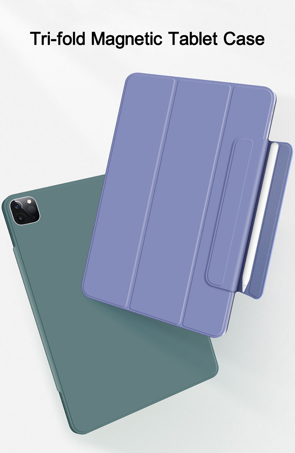 Minimalist Double-Sided Magnetic Case for iPad Tri-Fold Smart Leather Cover Ultra Thin Auto Sleep Wake Stand Protector