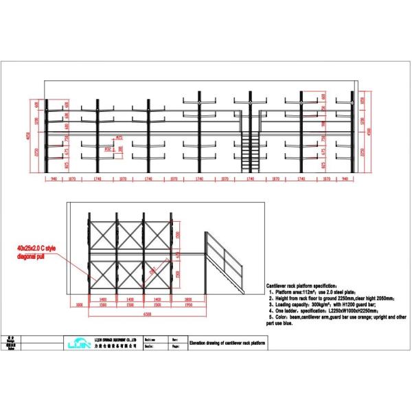 Double - Sided Selective Adjustable Cantilever Racking System Strong Load Capacity