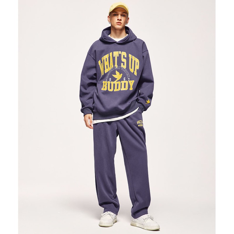 Customized Heavy-duty 320g Knitted Brushed Double-sided Breathable College Printed Men's Sporty Set 2026 Spring/summer Hoodie