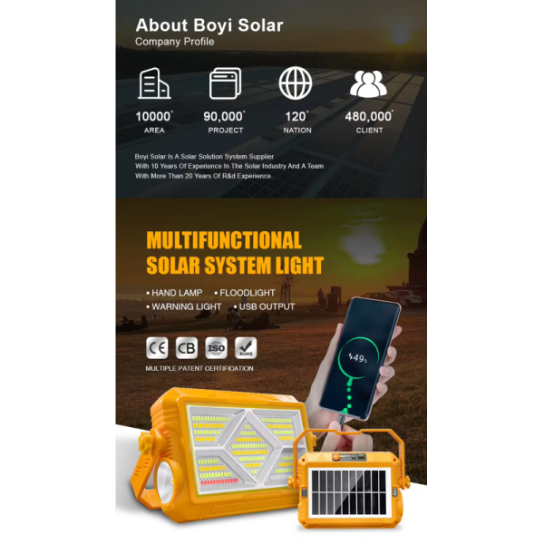 Multifunctional Solar-Powered Portable Work Light - Warning light mode activated