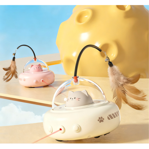 Laser Cat Toy Automatic Feather Bell Interactive Electric USB Rechargeable Adjustable