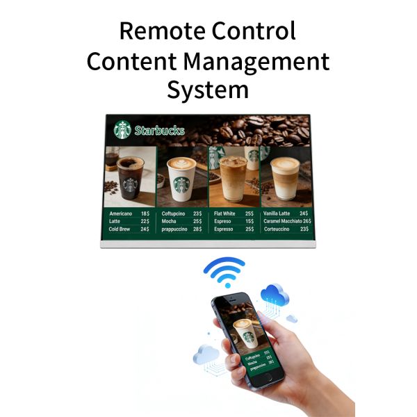 23.8 Inch Android WiFi Indoor OEM Digital Signage Player Tabletop L-Style Electronic Menu Board CMS Remote Control Chain Stores