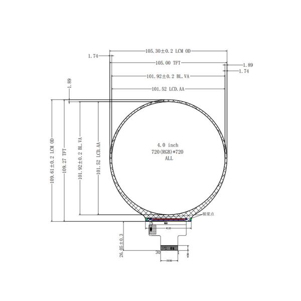 4-inch HDMI TFT LCD display  720×720 circular TFT LCD with MIPI interface PCAP