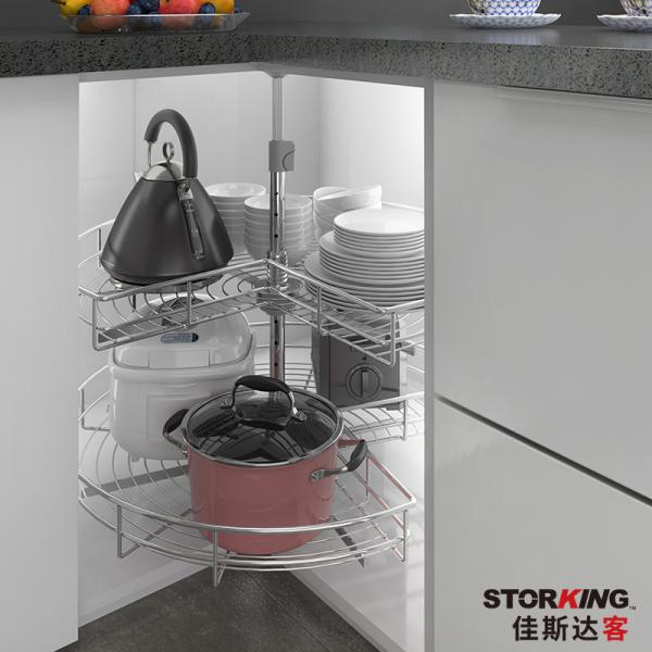 Chromed 270 Degree Carousel Kitchen Corner Basket Surface Treatment