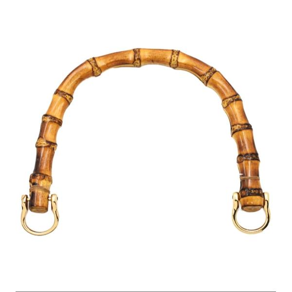 Plastic Bamboo Purses Handles U-Shaped Handbag Handles For Bag Making With Gold Metal Buckle Burnt Color