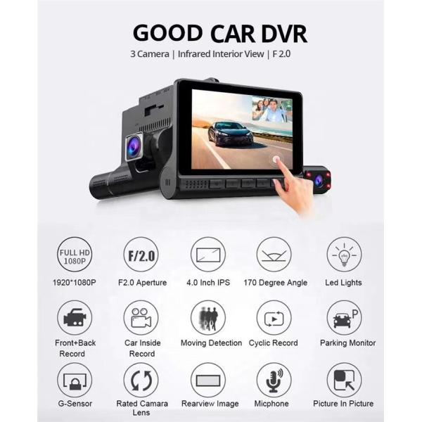 4Inch Touchscreen Wireless Dashboard Camera Dashboard DVR System GSensor Motion Detection