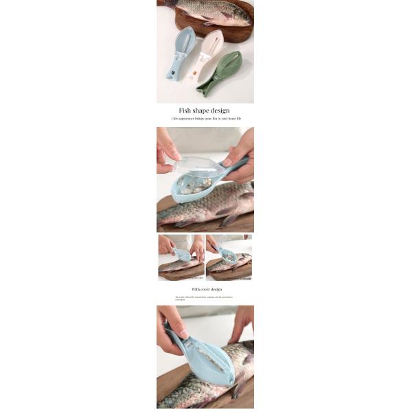 Logo Customized Kitchen Small Tools Fish Scale Removal Tool with Lid Scraper and Brush