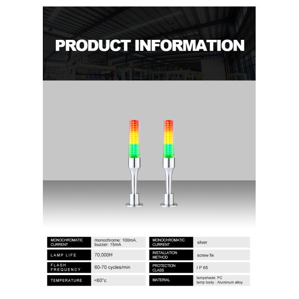 24V 3 Layers Tower Warning Light Multicolor Aluminium LED Flashing Equipment Indicator Lights