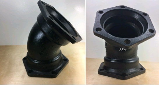 45 Degree Short Radius Elbow 350Di Ductile Iron AWWA C153 6" MJ Resin Sand Cast