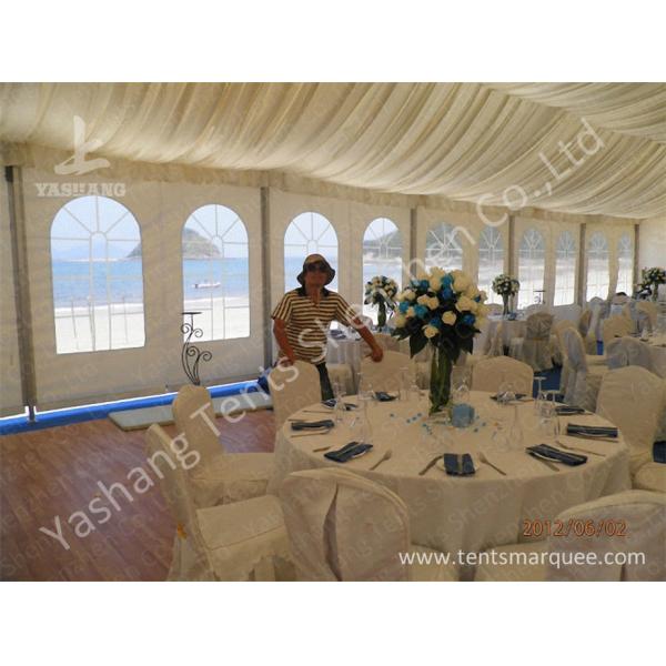 Soft Screen Windows Hard Aluminum Frame Tent Structures , Fabric Hotel Applied