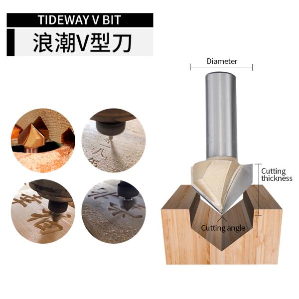 Wood MDF CNC Router Bit 6.35mm 12.7mm V Type Carbide End Mill