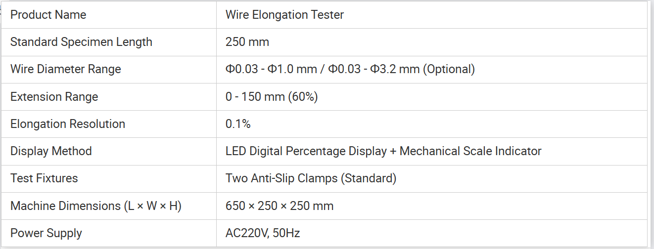 Cable Wire Elongation Tester Copper Wire Elongation Rate Testing Machine for Electrical Wire Manufacturing ASTM D2343 ISO 6892