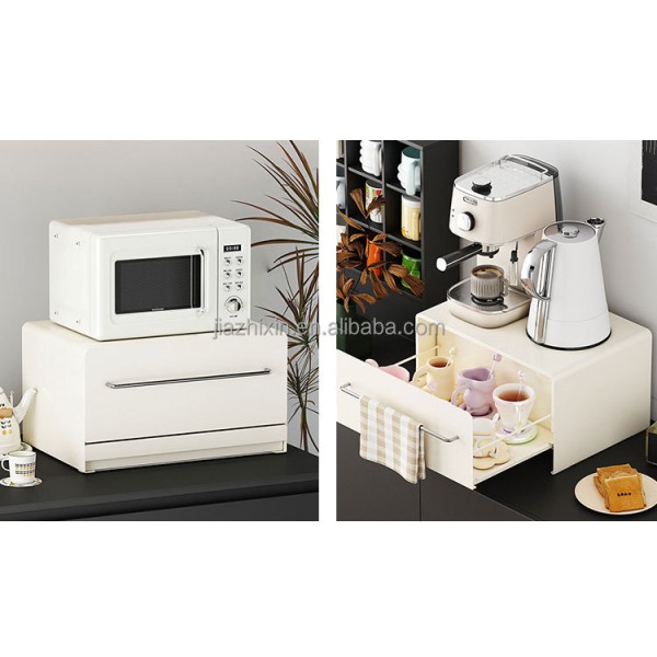 Pull-out Coffee Machine Rack Capsule Organizer with 3-layer Drawer Microwave Mug Storage for Kitchen Living Room Office Desktop