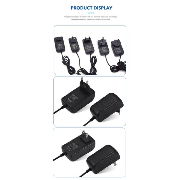 Surge Protected 12v 2a Led Power Supply With Interchangeable Us/Eu/Uk/Au/Cn Plug