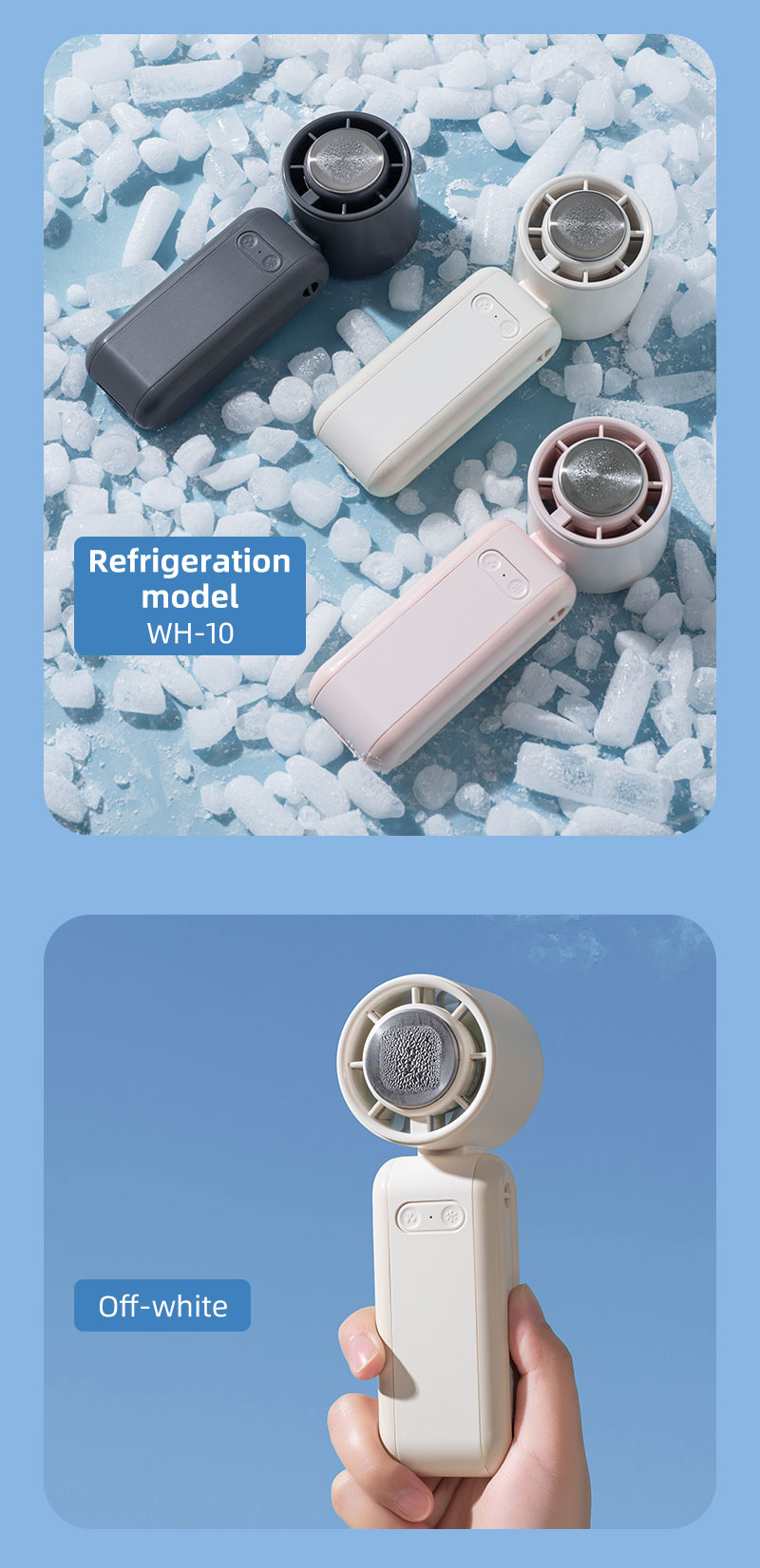 One-Button Start 5-Speed Mini Portable Fan Ice Cooling Function Rechargeable Battery Indicator Handheld RV Stand