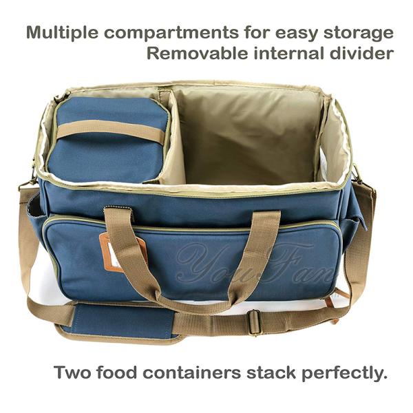 Large Size Pet Carrier Bag With Collapsible Food Grade Silicone Bowls