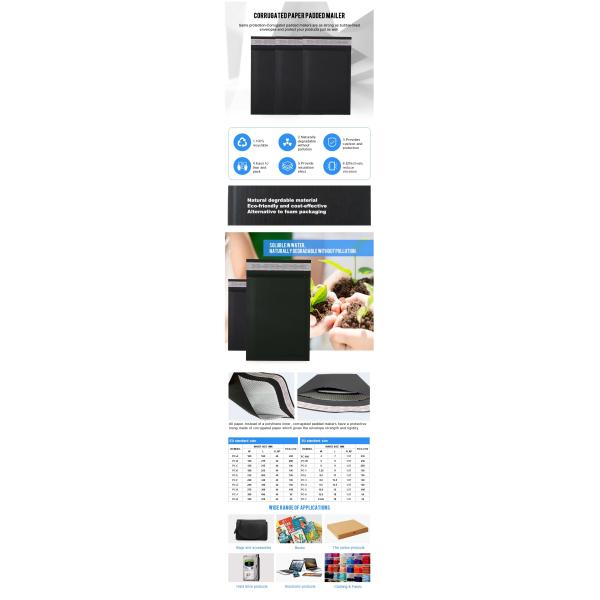 Lightweight Biodegradable Padded Mailers Fully Black Compostable Padded Mailers Anti Static