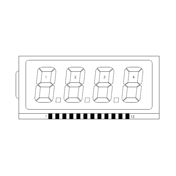 4 Digit 7 Segment Segment LCD Display Module With Decimal Points Custom HTN Digital LCD Screen for Instrument Meter