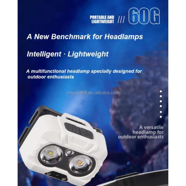 Headlight Strong Light Super Bright Charging Small and Light Long-lasting Sensing Night Fishing Fishing Special Dual-color Lamp