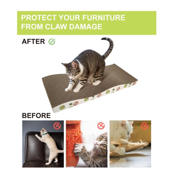 Cat Scratching Board with Catnip, Corrugated Cat Scratching Board with Premium Scratch Texture Design