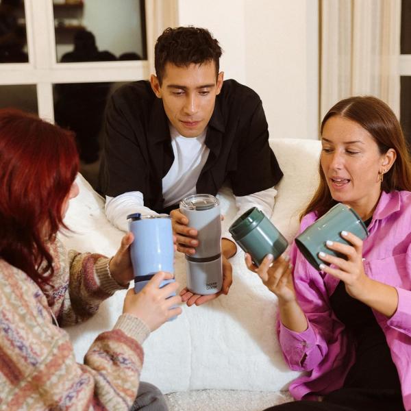 13.5 Ounces 2 In 1 Double Section Mugs Insulated Tumblers With 2 Lids For Beverages