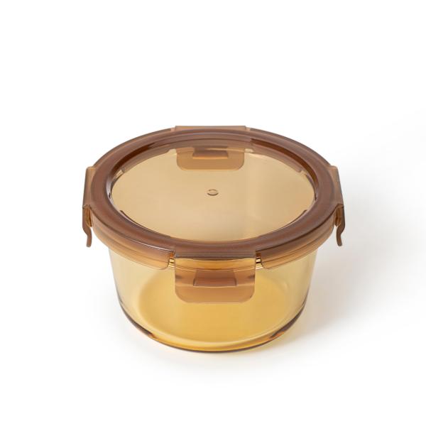 IKOO Amber Glass Container with High Borosilicate Glass Stackable and Airtight Food Storage Containers