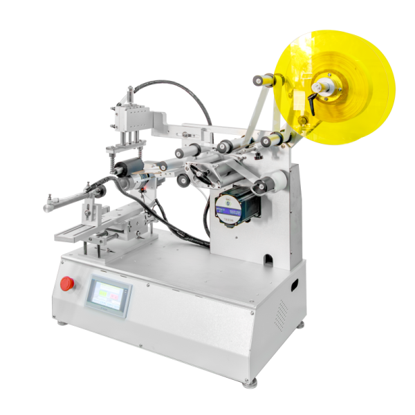 Semi-automatic Tabletop Tapered Labeling Machine with High Precision for Dessert Snack Cups Beer Glasses Bottle Label Applicator
