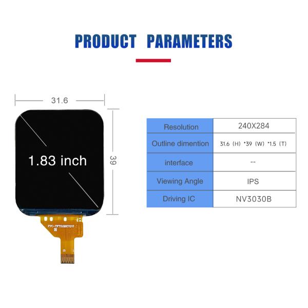 1.83 Inch TFT LCD Module IPS 240x284 Resolution IC NV3030 TFT LCD Display
