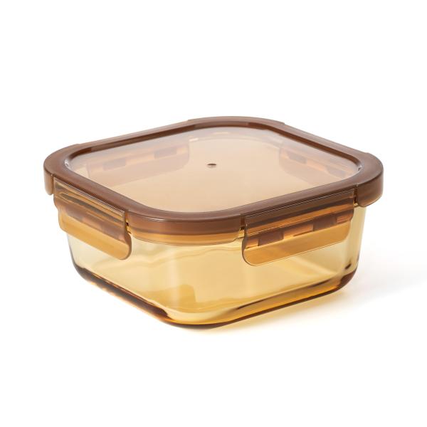 IKOO Amber Glass Container with High Borosilicate Glass Stackable and Airtight Food Storage Containers