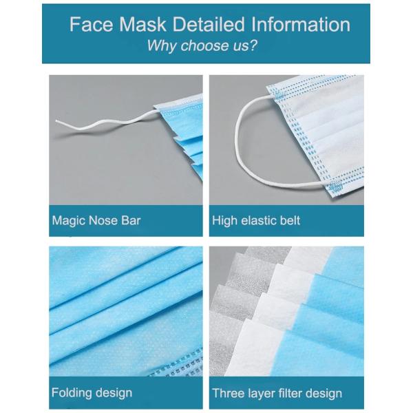 Covid - 19 Protective Protective Face Mask Disposable With High Elastic Flat Ear Straps
